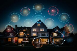 Smart home illustration with digital connections, highlighting technology integration for association management.