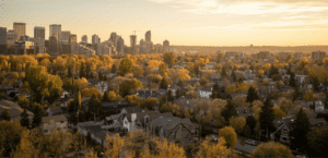 city views with sunset