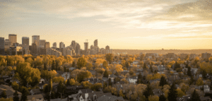 city view w sunset