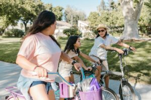 family biking