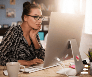 lady on the computer at desk