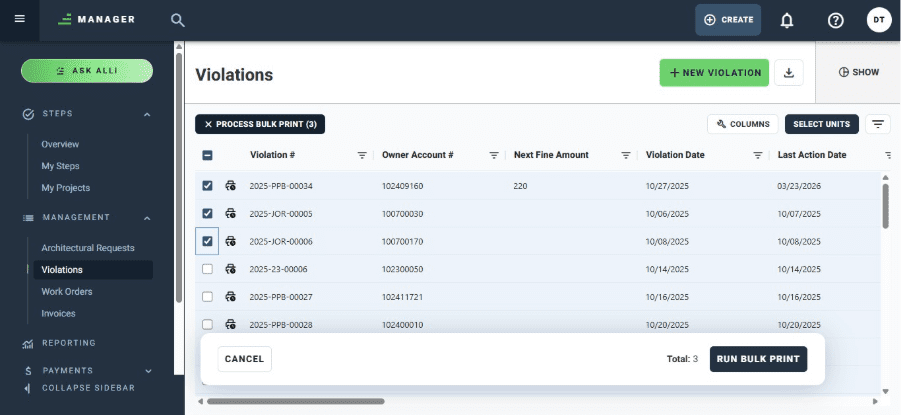 management interface violations
