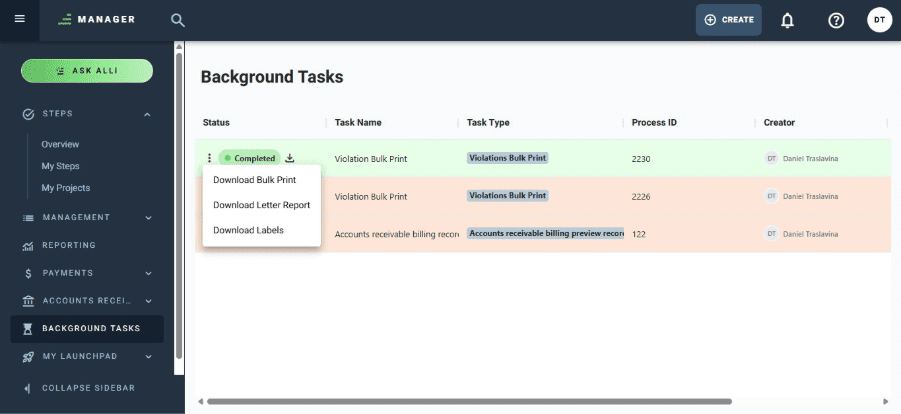 management interface print